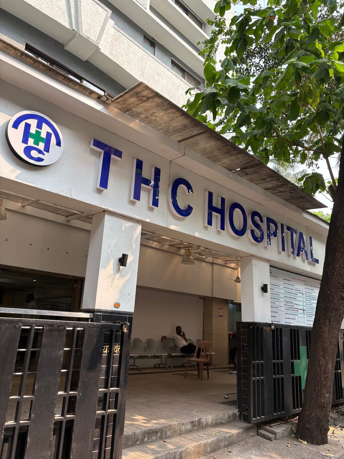 THC Hospital’s signboard and open entrance in Naupada